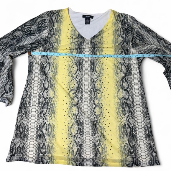 Alfani Petite Whimsigoth Snake Print Studded V-Neck Blouse PM Gothic Y2K Top - Picture 4 of 7